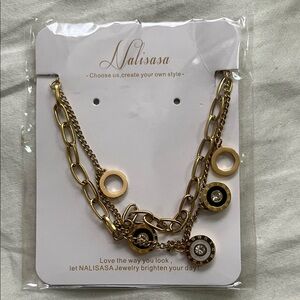 Gold and Black Charm Bracelet